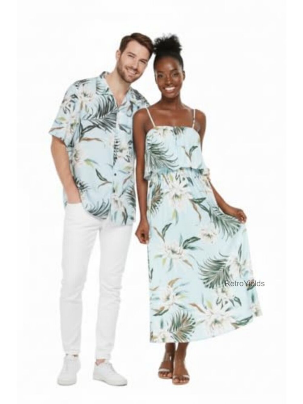 Hawaiian Luau Maxi Ruffle Dress Rayon Beach Vacation